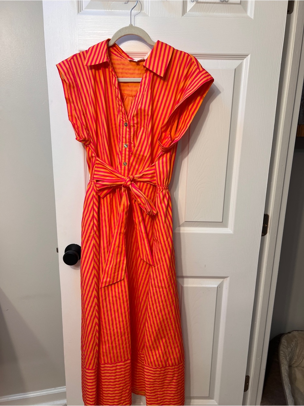 entro Coral and Pink Striped Tie-Front Maxi Dress - Picture 5 of 8